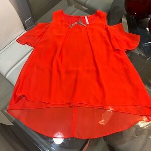NY Collection Women's orange cold shoulder top Size 1XL